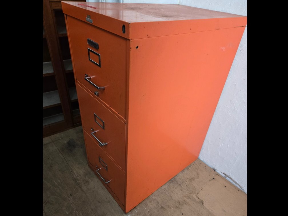 All-Steel HON Orange 3-Drawer Metal Vertical File Cabinet