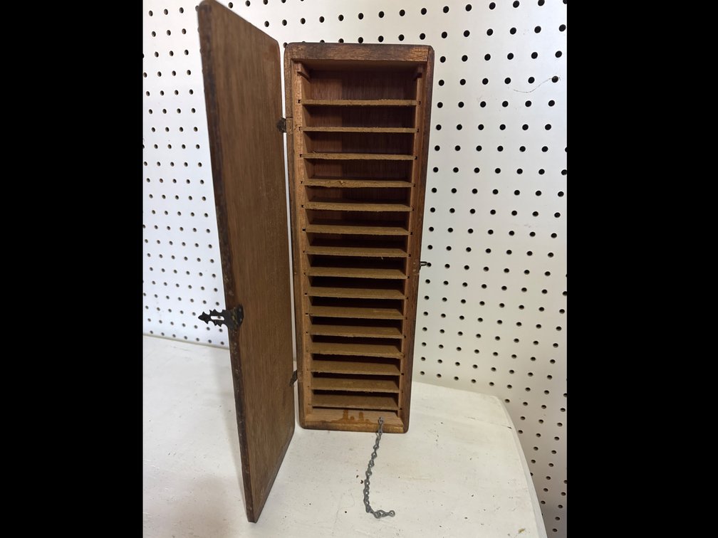 Wooden Slotted Upright Cabinet with Hinged Door
