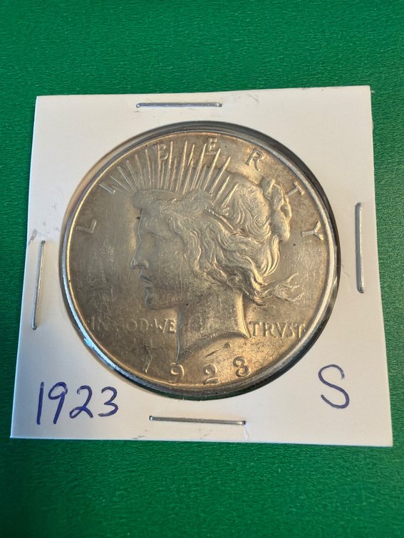 1923-S Silver Peace Dollar Coin in Holder