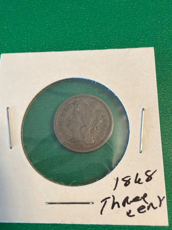 1848 Three-Cent Coin in Protective Holder