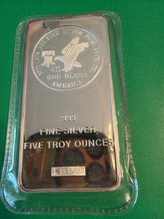 Five Troy Ounces .999 Fine Silver Bar