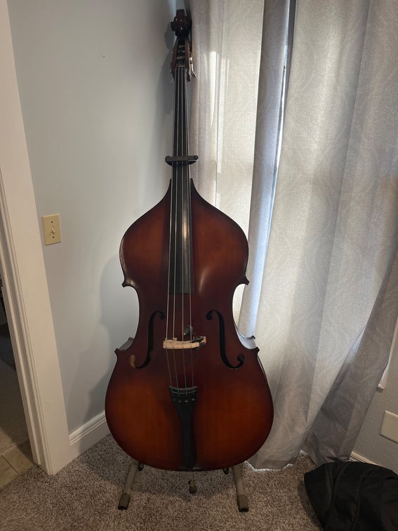 Cremona 3/4 Size Upright Bass with Gig Bag & Bow Label Inside Body