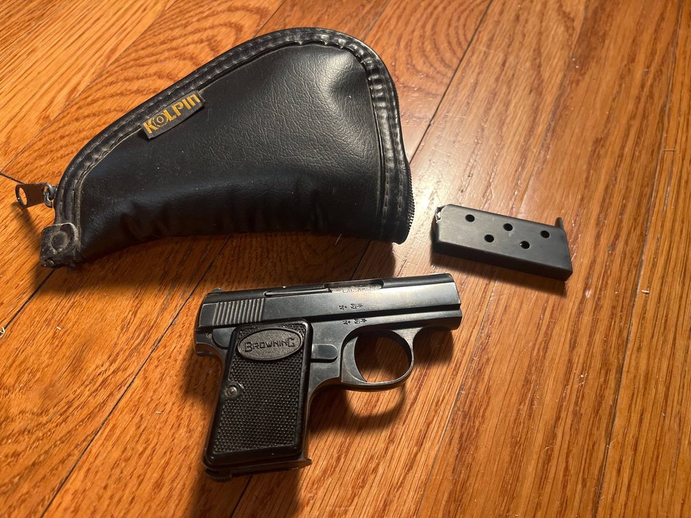 Baby Browning Pocket Pistol .25 With Case and Magazine