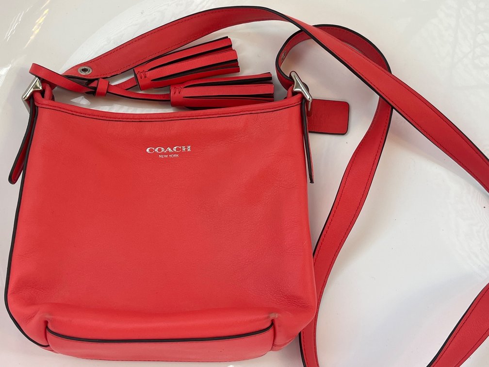 Coach Crossbody Purse in watermelon with Leather Tassels