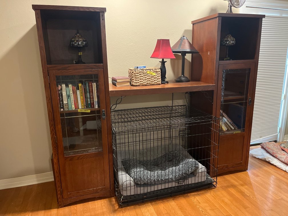 Wood Entertainment Center with Glass-Panel Doors