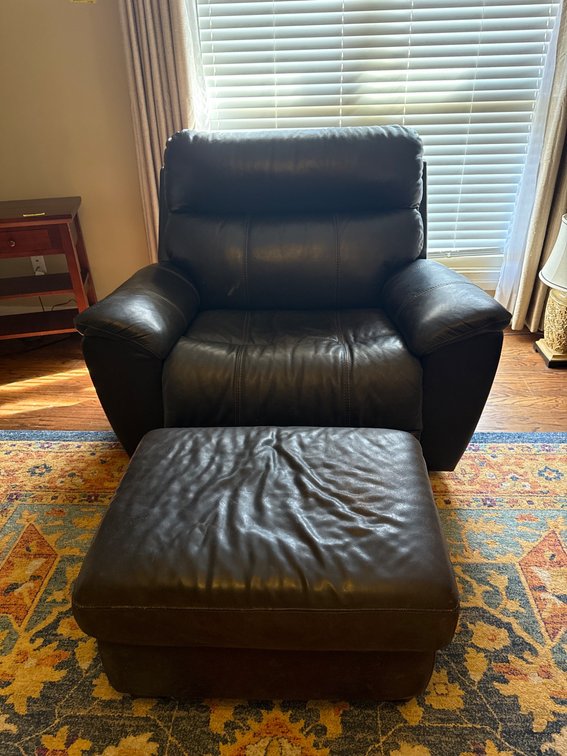 Leather Reclining Chair with USB Port and Ottoman