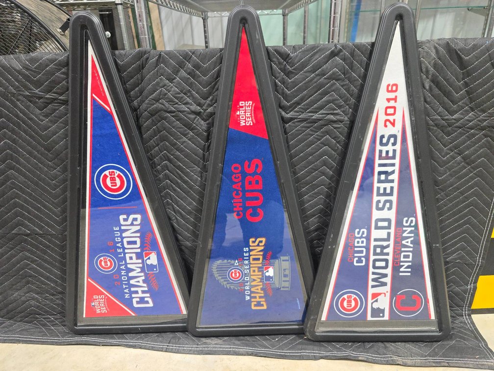 3 Chicago Cubs World Series Pennant Display Signs