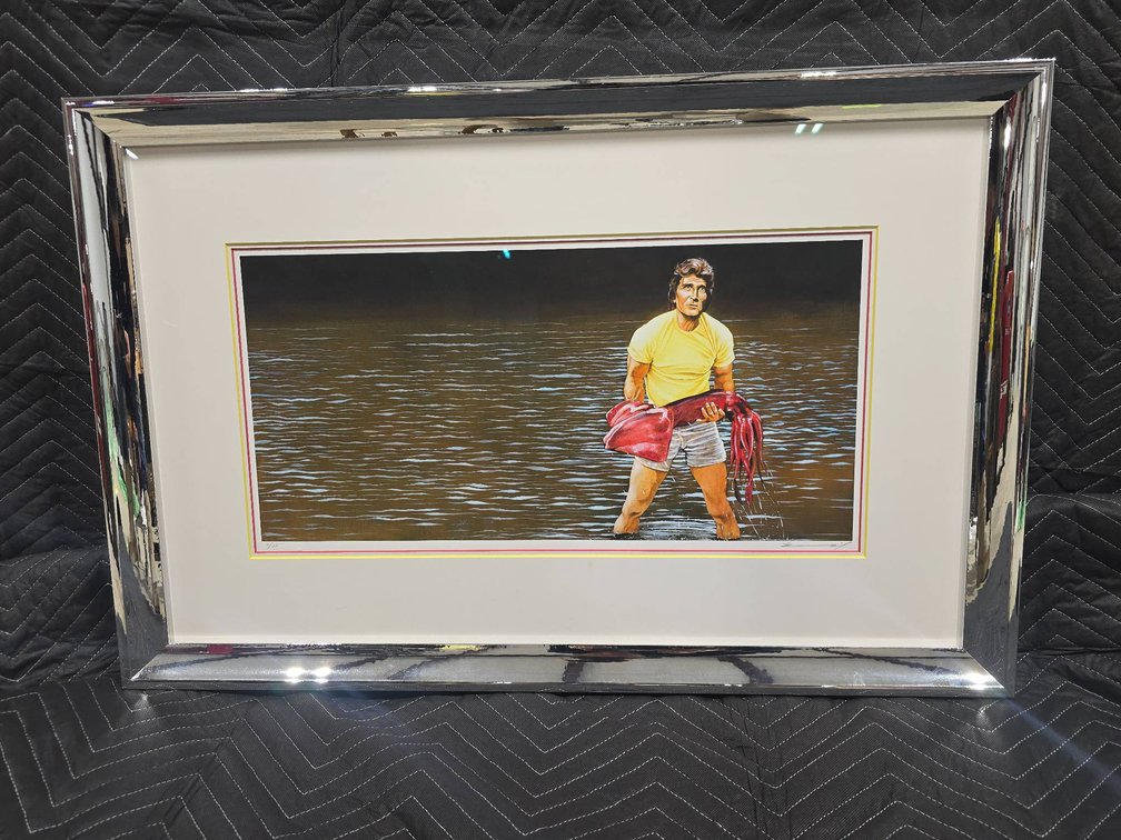 Framed Artwork Depicting a Male Figure, Signed by Artist