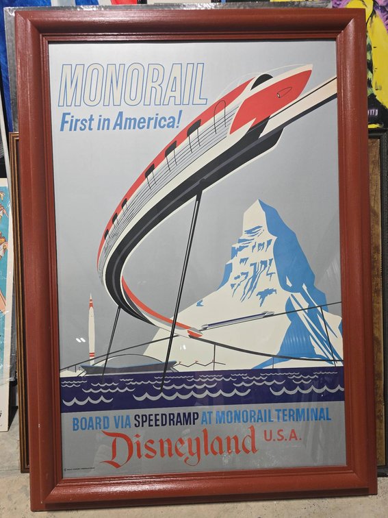 Disneyland Monorail Poster With Wooden Frame, Walt Disney Productions