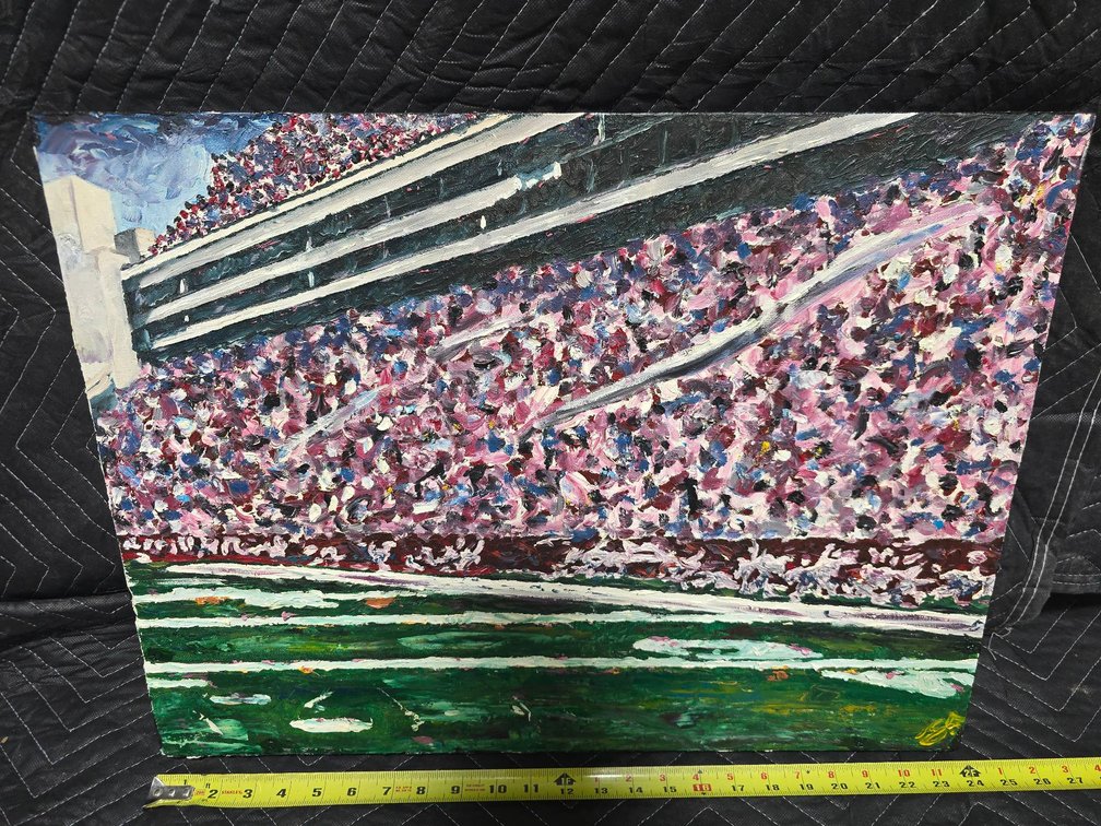 Master’s Touch Artist Canvas Panel Painting Depicting Sports Stadium Scene
