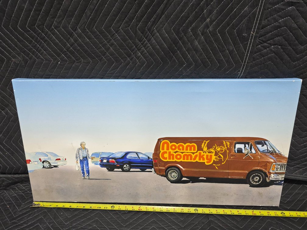 Canvas Print Featuring Van Artwork and Noam Chomsky Text