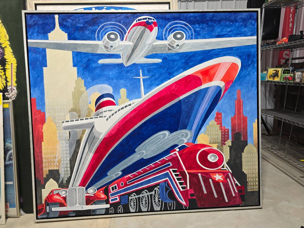 Framed Artwork Depicting Transportation Vehicles