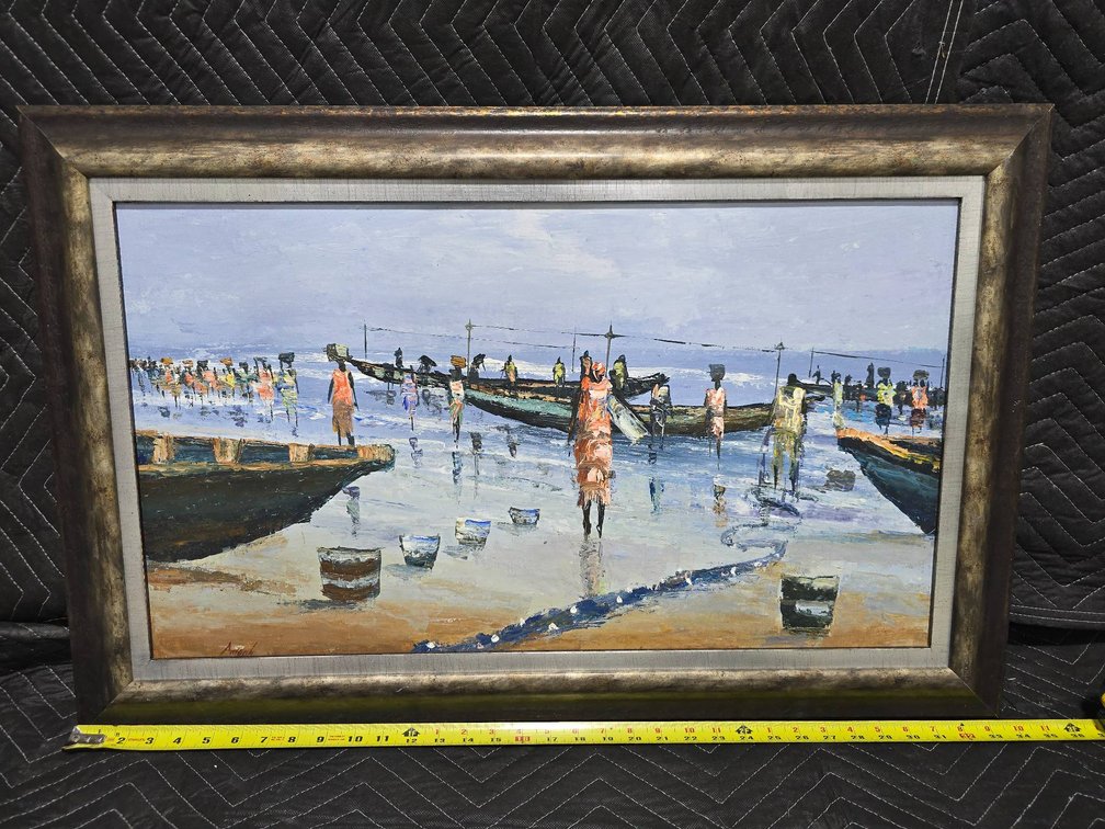 Painting Titled ‘Seaside’ by Francis Amoah, Framed