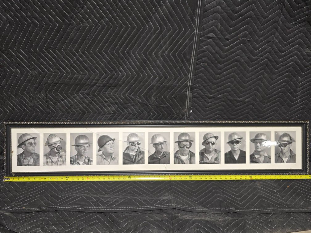 Framed Black-and-White Worker Hardhat Portraits Montage