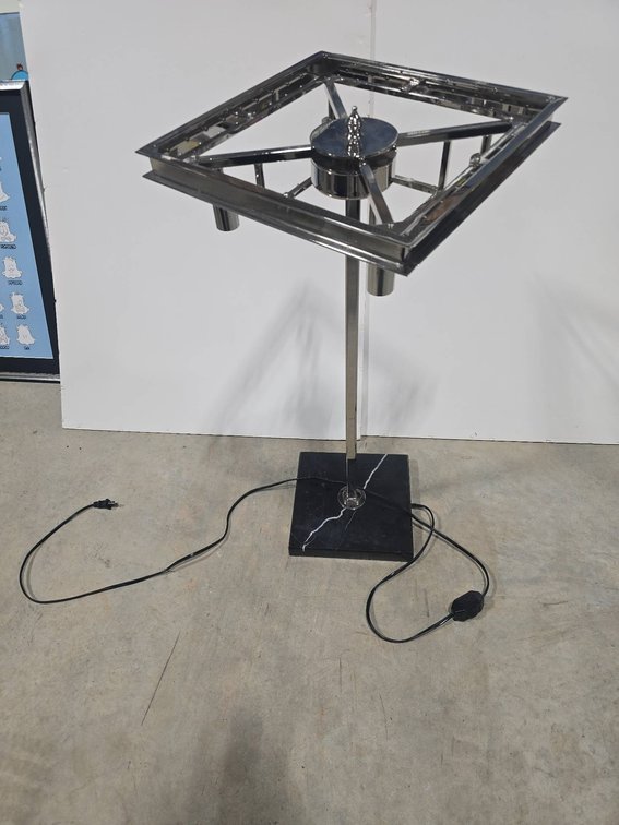 Silver Floor Lamp with Rectangular Frame and Adjustable Dimmer