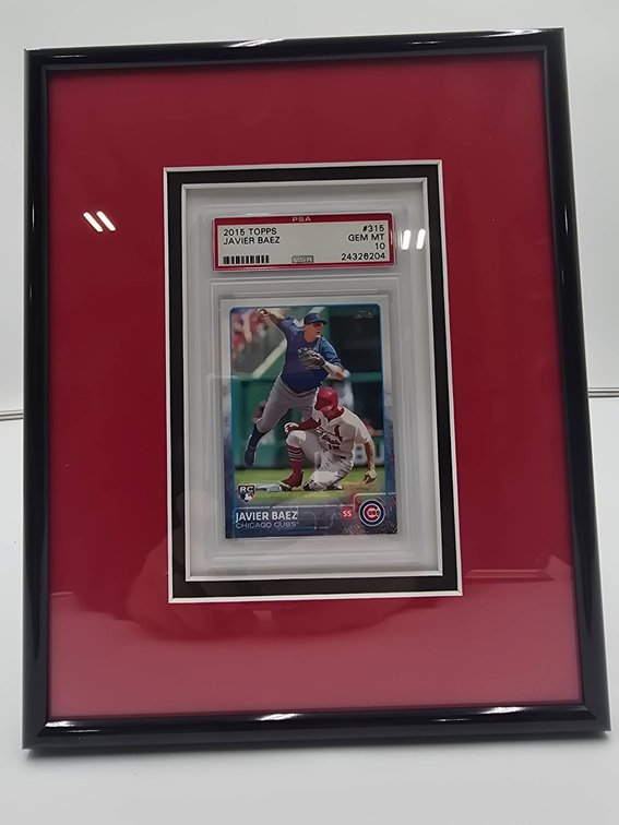 2015 Topps #315 Javier Baez Rookie Card – PSA GEM MT 10, Framed Display