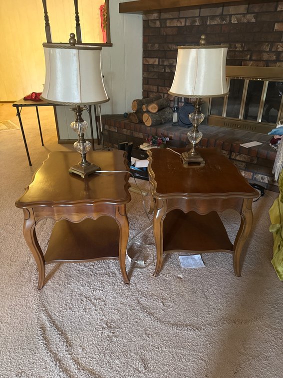 Wooden Side Tables with Lamps Included