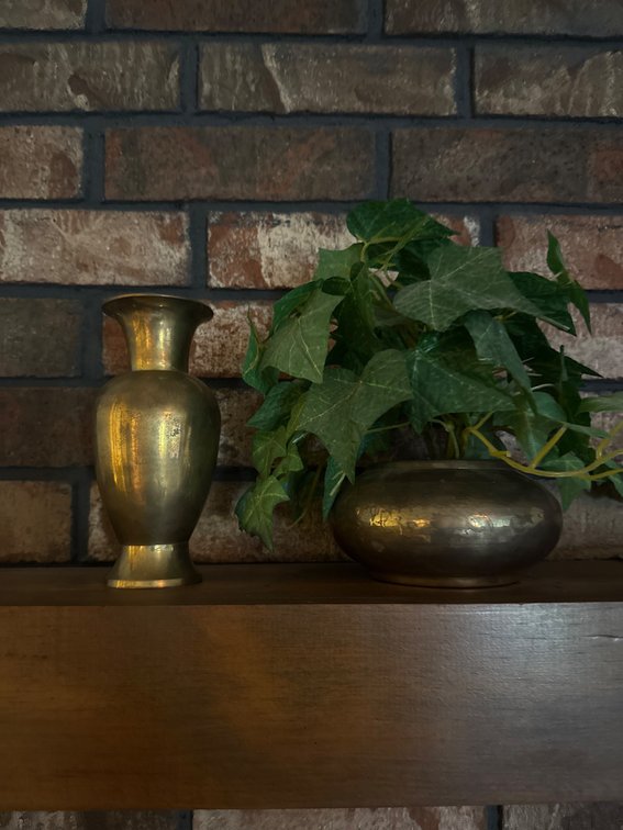 Brass Vases With Decorative Foliage