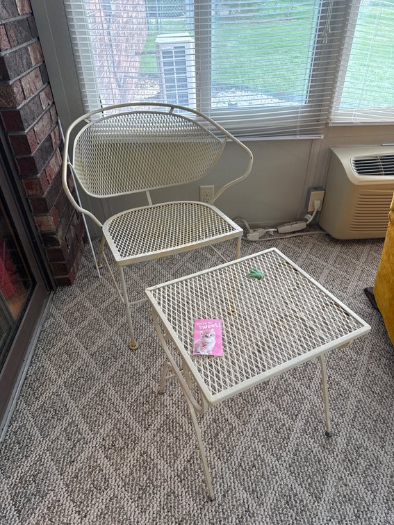 Metal Mesh Chair and Table Set
