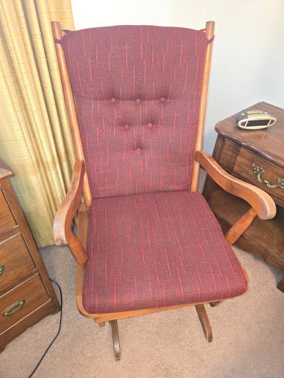 Wooden Rocking Chair Glider With Upholstered Seat