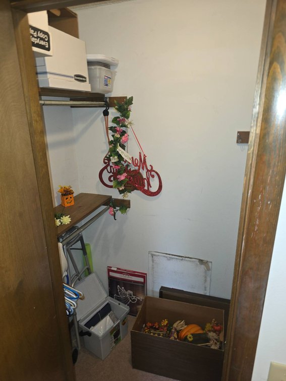 Contents of Closet Including Seasonal Decorations and Miscellaneous Items