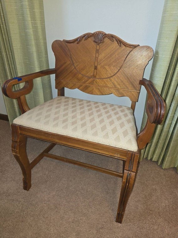 Wooden Armchair with Upholstered Seat