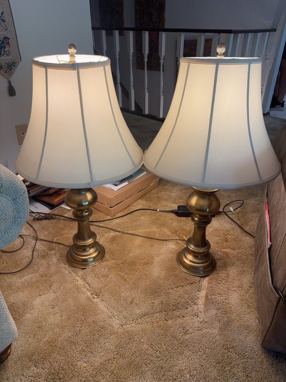 Brass Table Lamps with Shades, 33 Inches Tall, Three-Way Bulb