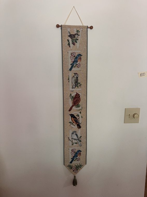Bird-Themed Woven Wall Hanging, 41" x 7"