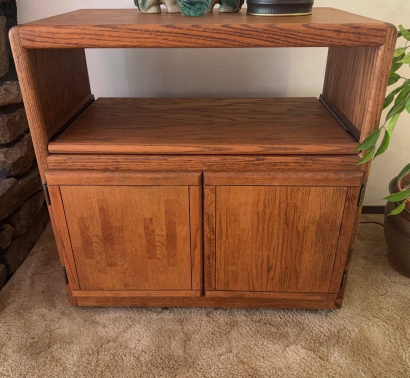 Wood Cabinet with Open Shelf, Double Doors, 30x16.5x30 Inches