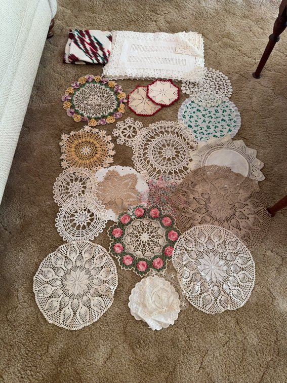 Handmade Crochet Doilies and Linens Lot