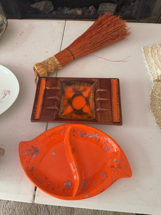 2 Mid-Century Modern Ceramic Dishes and Whisk