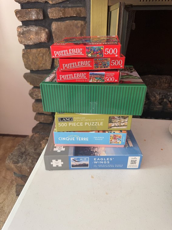 Jigsaw Puzzle Lot, 500–1000 Pieces, 7 Boxes