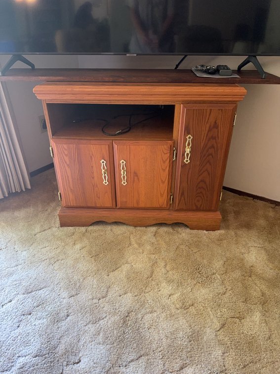 Wood Entertainment Cabinet with Shelving, 33x18x28 Inches