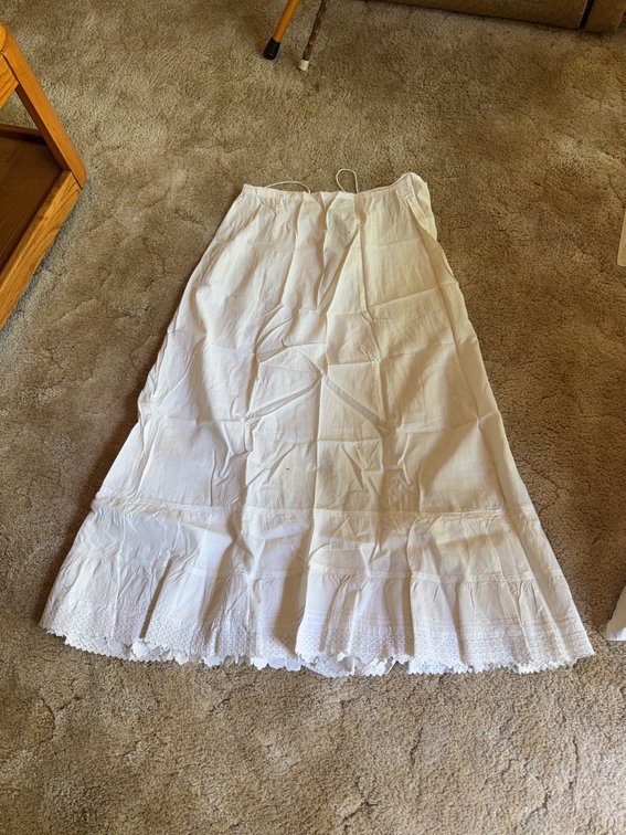 White Cotton Petticoat with Lace Trim, Early 20th Century