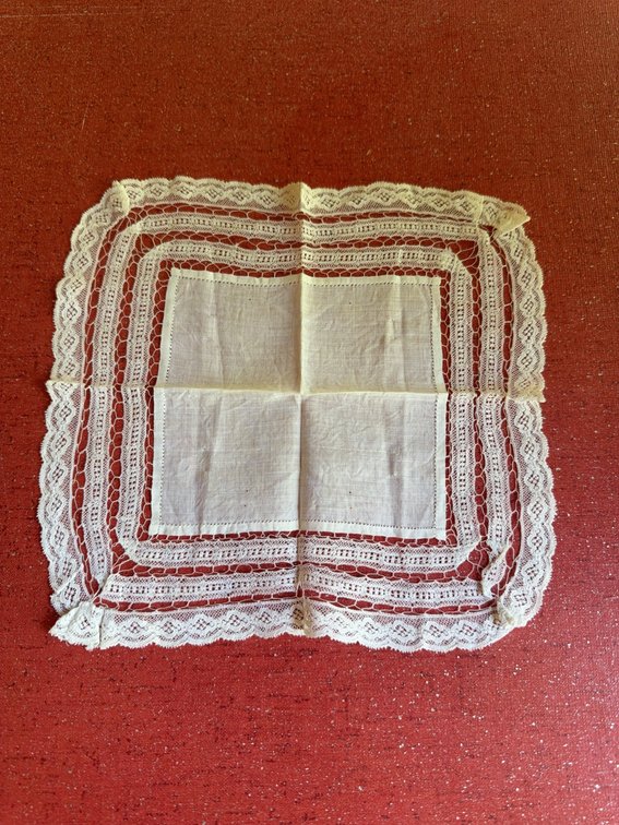 Vintage Lace-Edged Linen Wedding Handkerchief