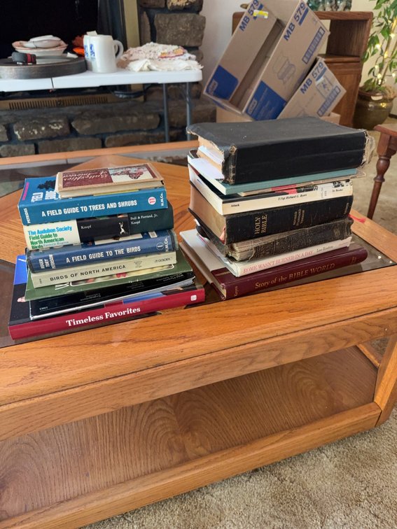 Hardcover and Paperback Books Including Field Guides and Bibles