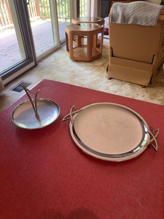Kromex Serving Tray and Tidbit Tray, 13" and 9"