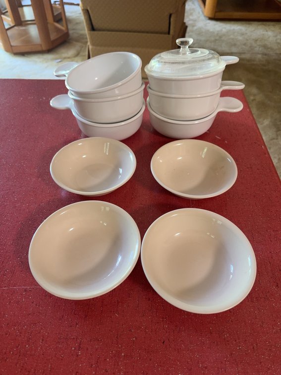 Corelle and Corning Ware White Dish Set, 10 Pieces