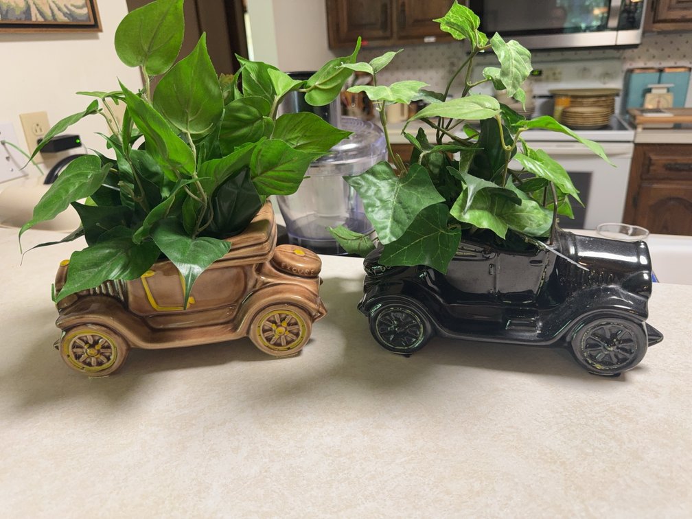 Ceramic Car Planters with Faux Greenery
