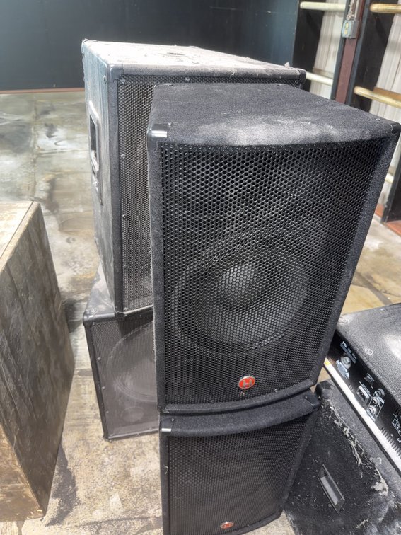 Three Harbinger Powered PA Speakers