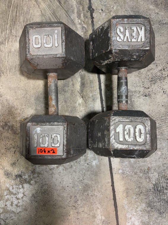 100 Pound KEYS Cast Iron Dumbbells
