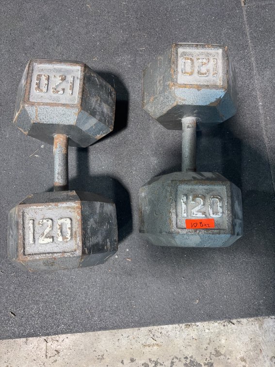 120 lb Cast Iron Hex Dumbbells