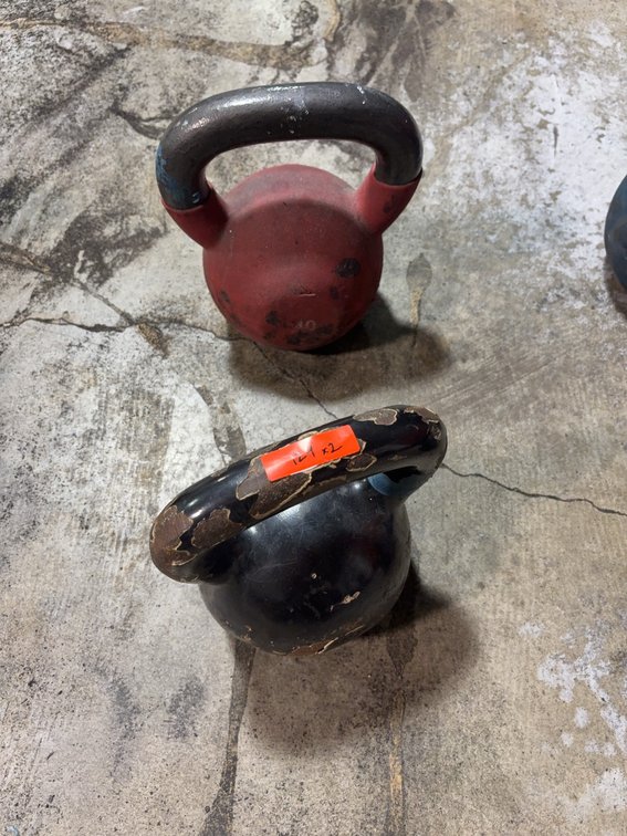 Cast Iron Kettle Bells, Red and Black, Set of 2