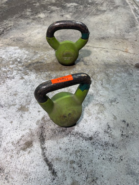 Green Cast Iron Kettlebells, Set of 2