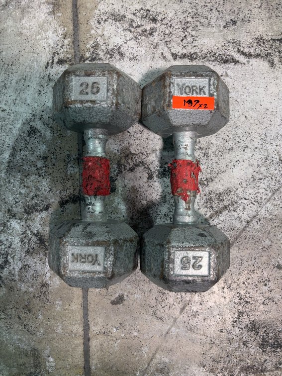25 lb York Cast Iron Dumbbells