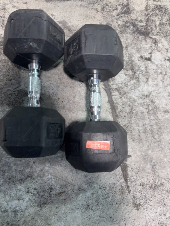 York Rubber-Coated 45 lb Dumbbells