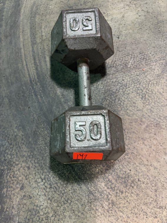 50 Pound Cast Iron Hex Dumbbell