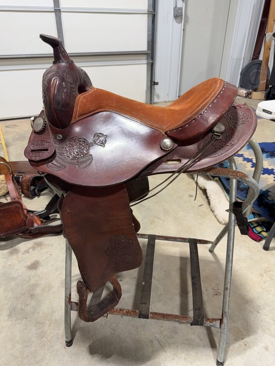 Rahide 1690 100 Western Leather Tooled Saddle, 15- Inch Seat