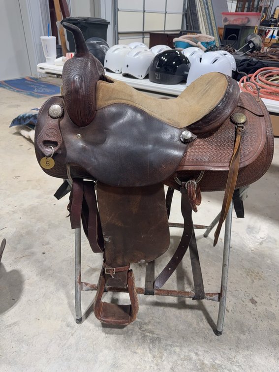 Big Horn Western Saddle with Basketweave Tooling, 15-Inch Seat