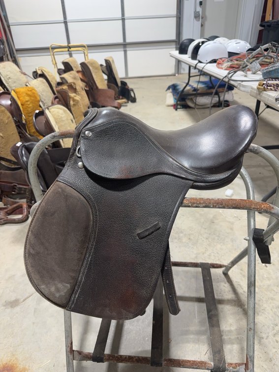 English-Style Brown Leather All Purpose Saddle, 15” Seat